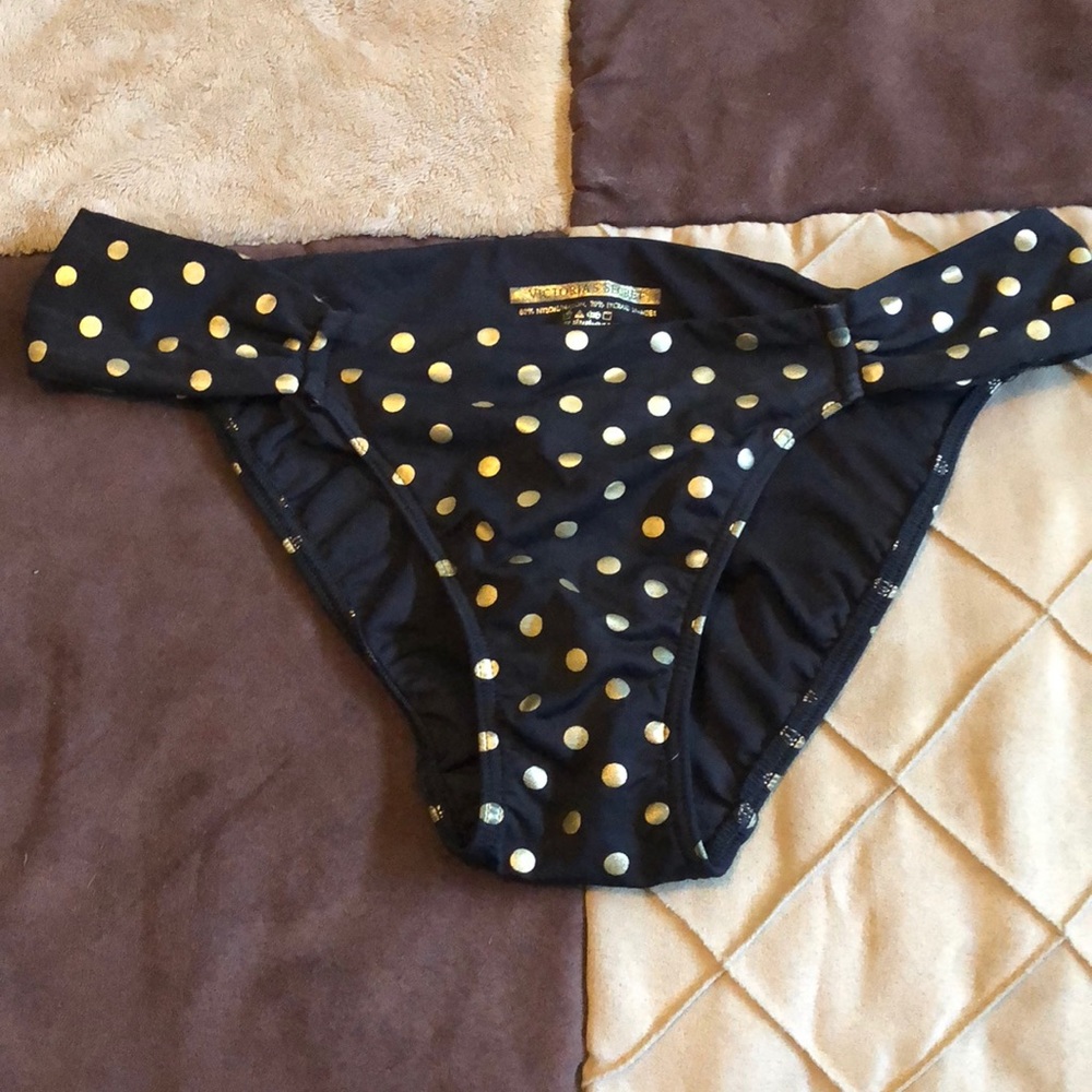 EUC Victoria’s Secret bikini bottoms xs black/gold